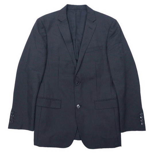 BURBERRY BLACK LABEL 2B テーラードジャケット M ブラック ストライプ ウール ポリエステル D1E22-101-09