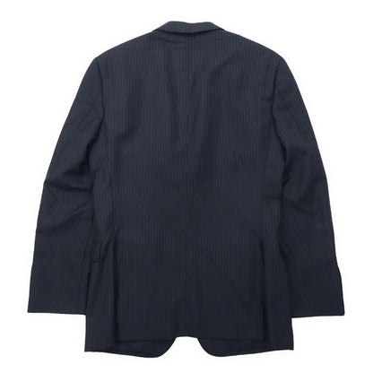 BURBERRY BLACK LABEL 2B Tailored Jacket M Black Striped Wool Polyester D1E22-101-09