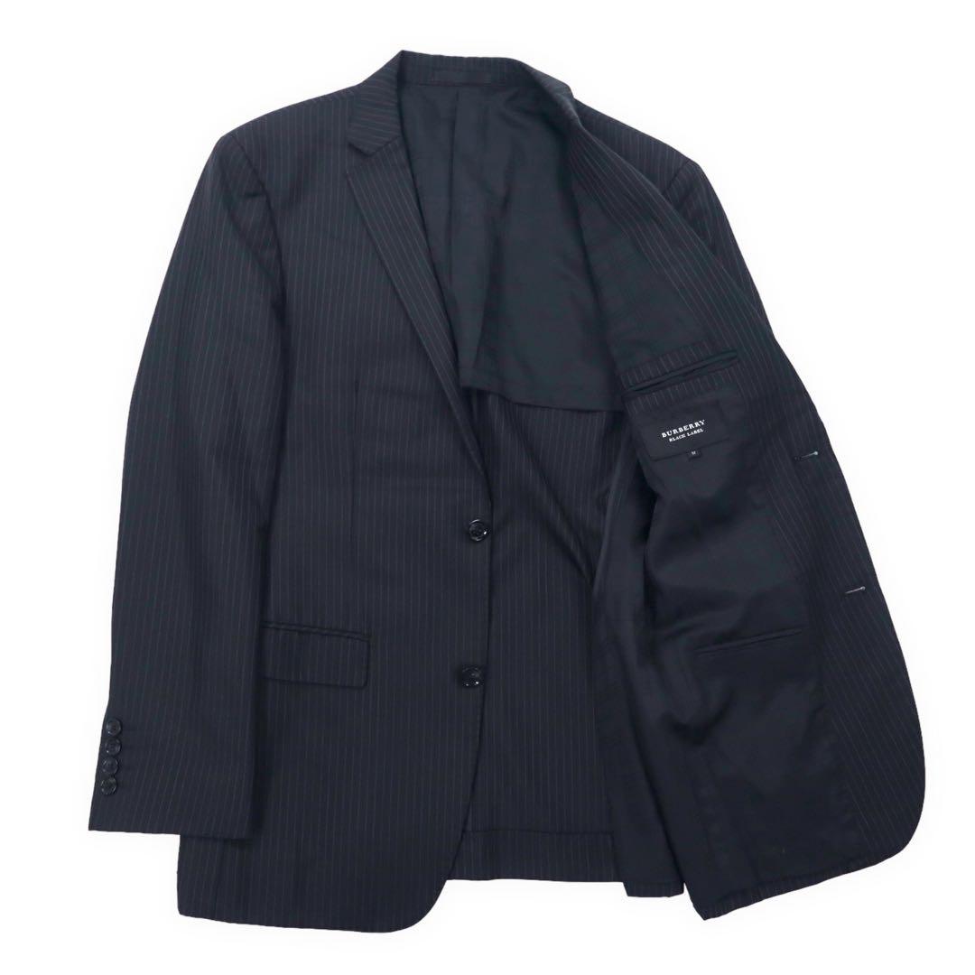 BURBERRY BLACK LABEL 2B Tailored Jacket M Black Striped Wool Polyester D1E22-101-09