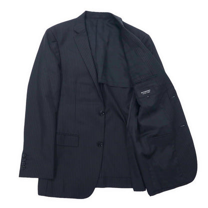 BURBERRY BLACK LABEL 2B Tailored Jacket M Black Striped Wool Polyester D1E22-101-09