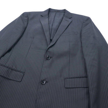 BURBERRY BLACK LABEL 2B Tailored Jacket M Black Striped Wool Polyester D1E22-101-09
