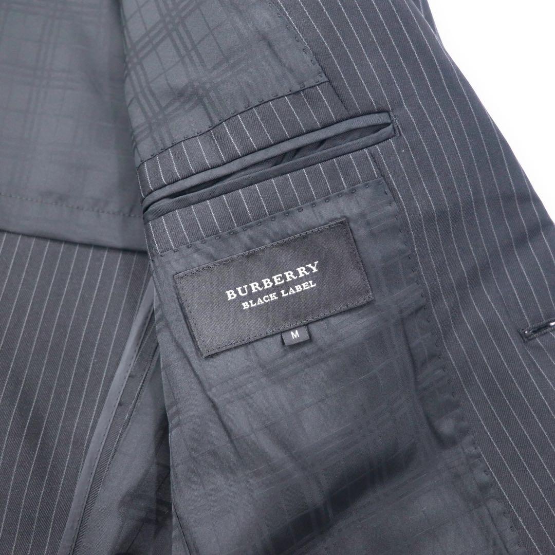 BURBERRY BLACK LABEL 2B Tailored Jacket M Black Striped Wool Polyester D1E22-101-09