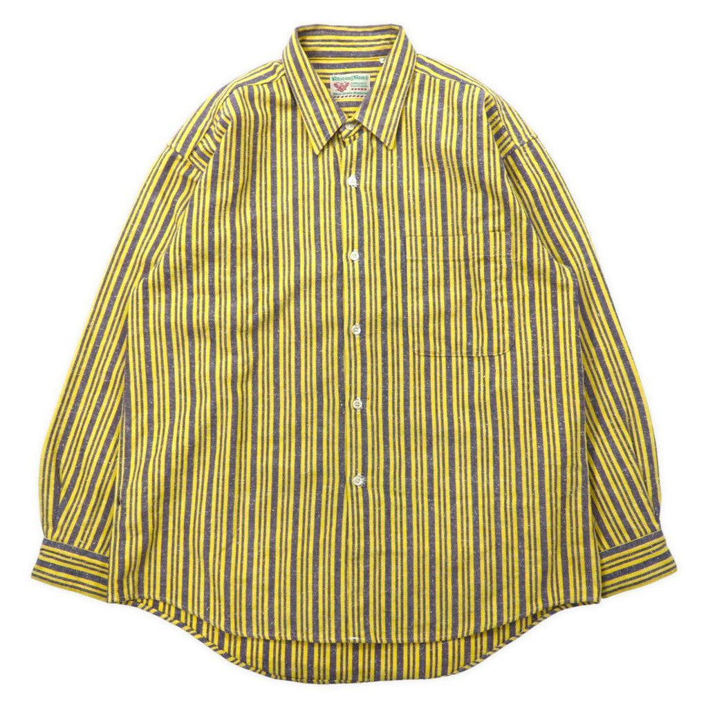Raiding Road Oversized Striped Shirt FREE Yellow Gray Cotton Made in Japan