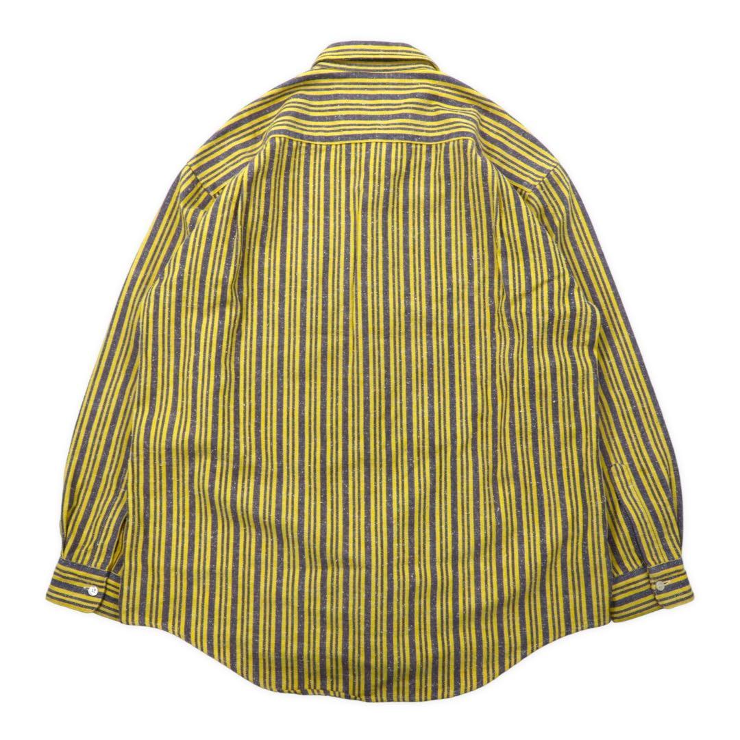 Raiding Road Oversized Striped Shirt FREE Yellow Gray Cotton Made in Japan