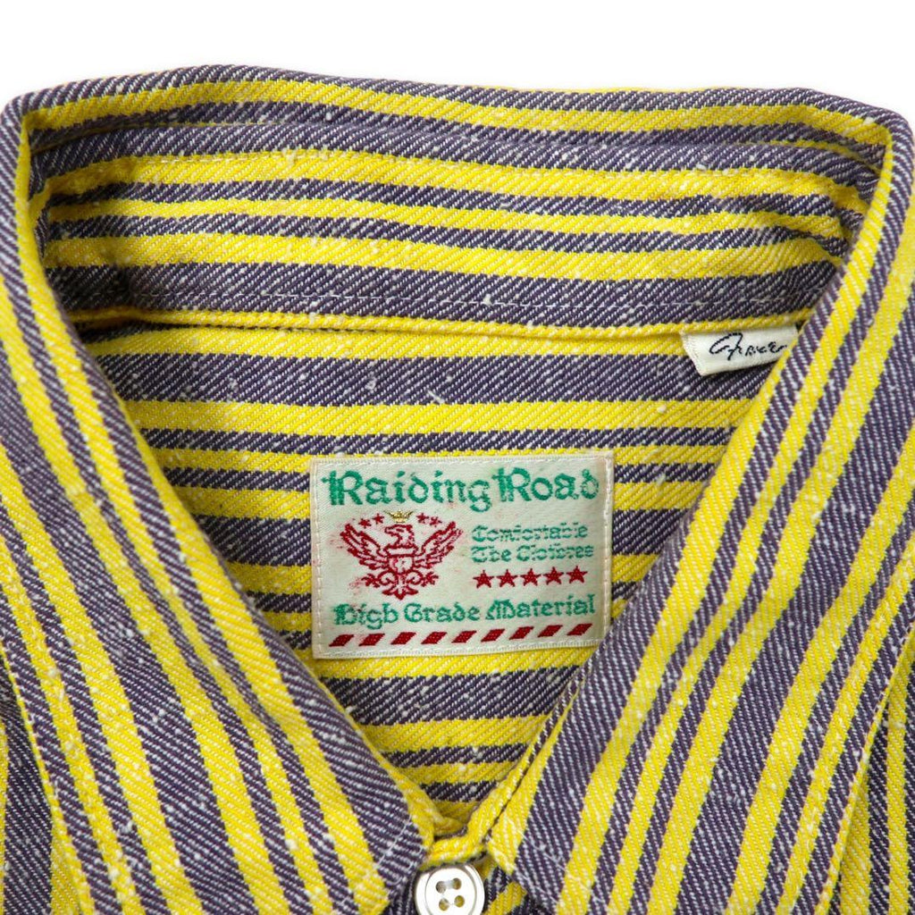 Raiding Road Oversized Striped Shirt FREE Yellow Gray Cotton Made in Japan