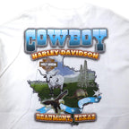 HARLEY DAVIDSON ロゴプリント ロングスリーブTシャツ ロンT 2XL ホワイト コットン 両面プリント 袖ロゴ BEAUMONT, TEXAS ビッグサイズ メキシコ製