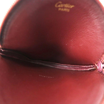 Cartier コインケース 小銭入れ ボルドー レザー マストライン ロゴ刻印 シボ革 スペイン製