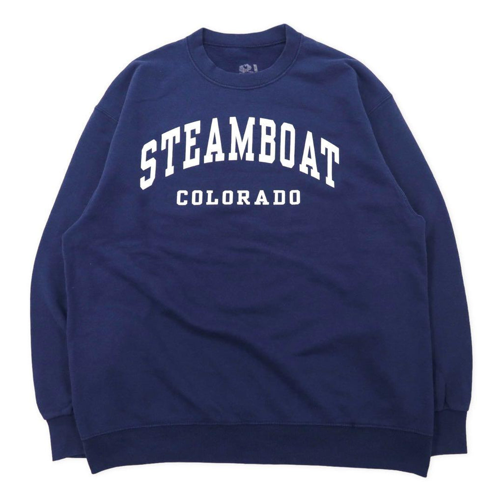 FRUIT OF THE LOOM College Print Sweat L Navy Cotton STEAM BOAT COLORADO