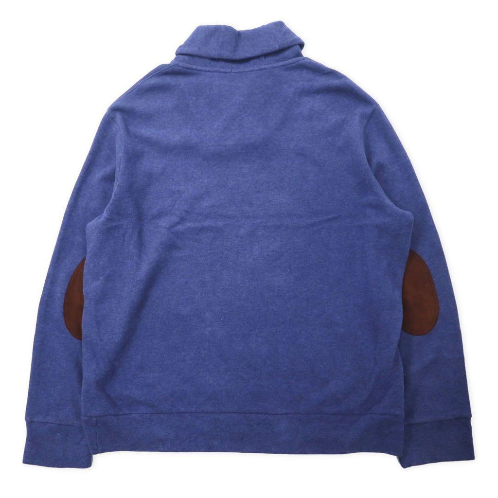 Polo by Ralph Lauren ショールカラー ニット セーター XXL ネイビー コットン レザーエルボーパッチ スモールポニー刺繍 ビッグサイズ