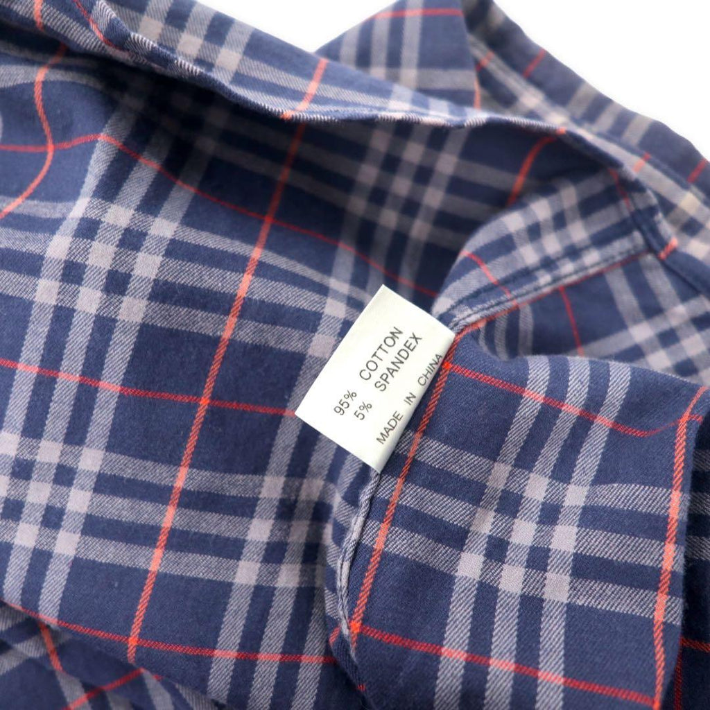BURBERRY オールド ノバチェック ボタンダウンシャツ M ネイビー コットン ワンポイントロゴ刺繍