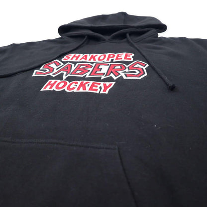 pennant プルオーバーパーカー XL ブラック コットン パキ綿 SHAKOPEE SABERS HOCKEY ビッグサイズ