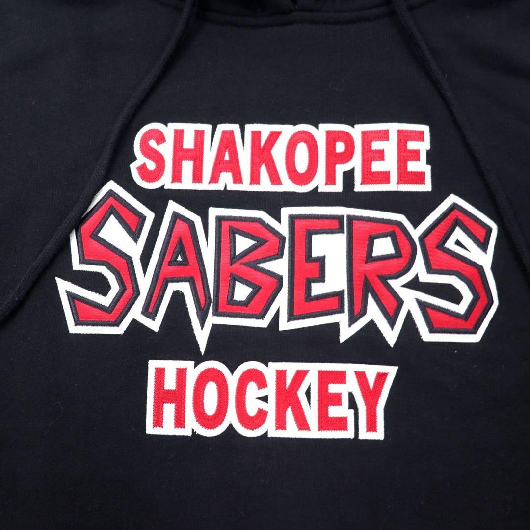 pennant プルオーバーパーカー XL ブラック コットン パキ綿 SHAKOPEE SABERS HOCKEY ビッグサイズ