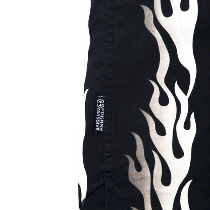 FREAKY 90年代 ファイヤーパターン 半袖シャツ アロハシャツ L ブラック コットン 総柄