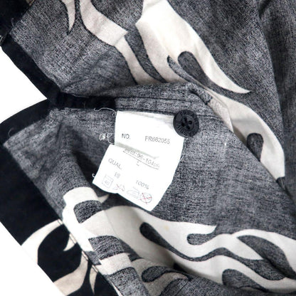 FREAKY 90年代 ファイヤーパターン 半袖シャツ アロハシャツ L ブラック コットン 総柄