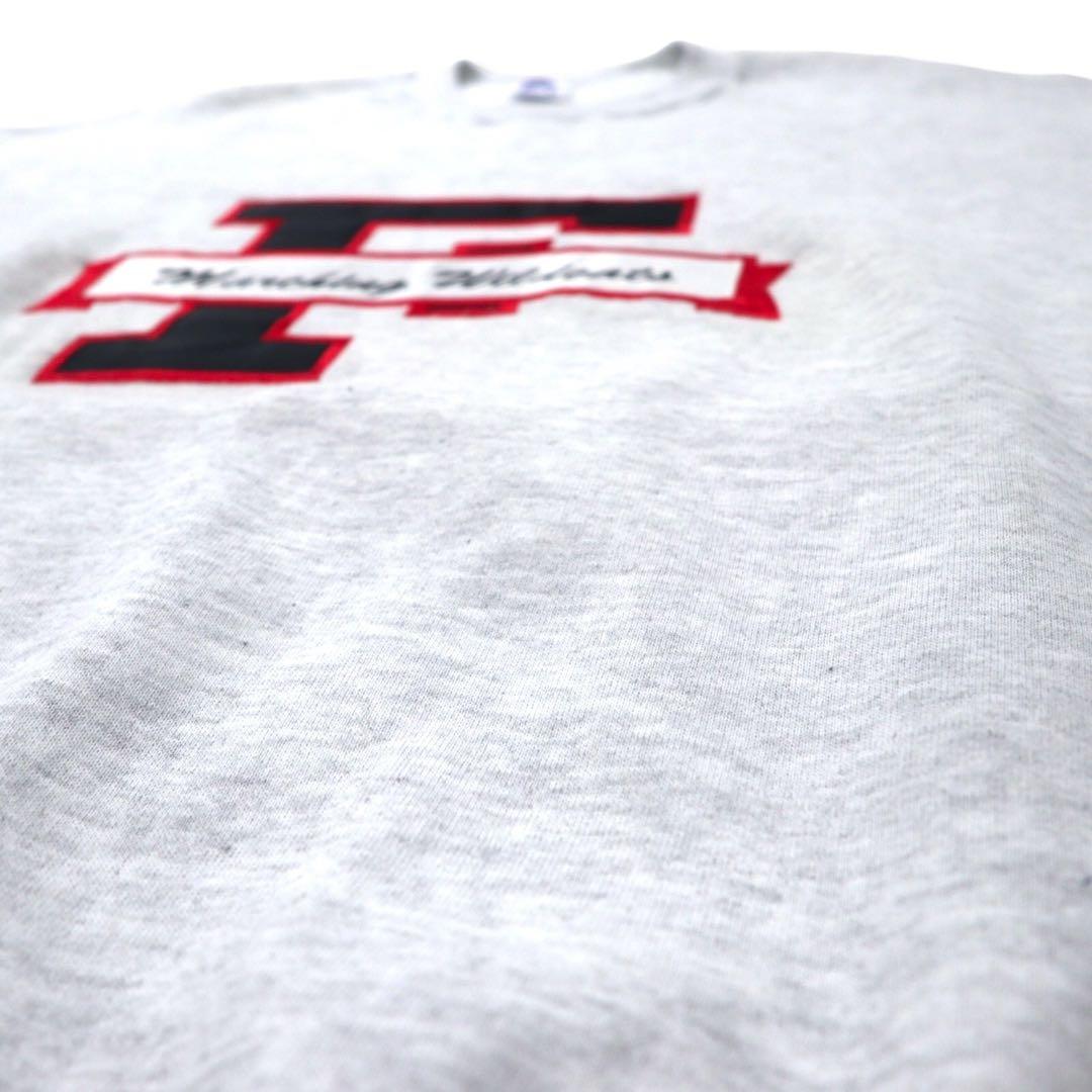 JERZEES Made in USA 90's SUPER SWEATS College Embroidery Sweatshirt XL Gray Cotton Brushed Back Marching Wildcats Big Size