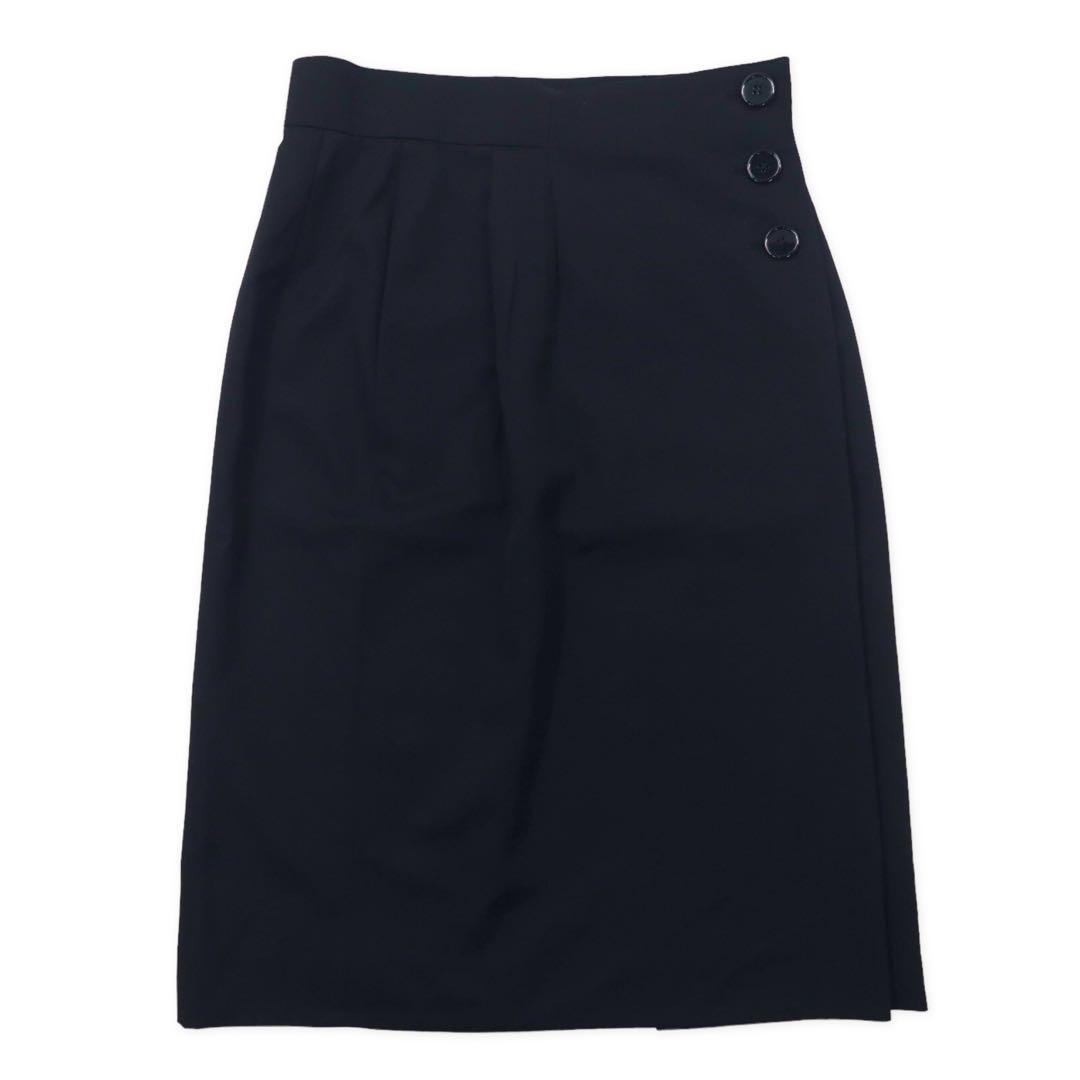 Christian Dior ラップスカート LL ブラック ウール ボタンアップ KP401201C