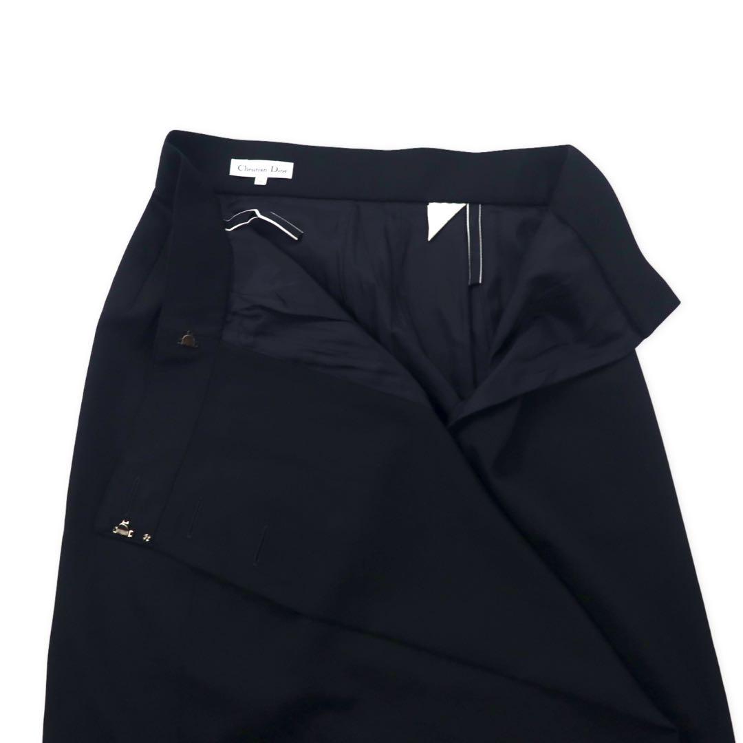 Christian Dior ラップスカート LL ブラック ウール ボタンアップ KP401201C