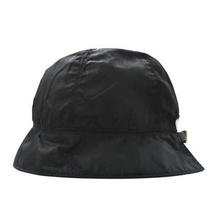 PRADA Bucket Hat S Black Nylon Logo Embroidery Leather Belt Made in Italy