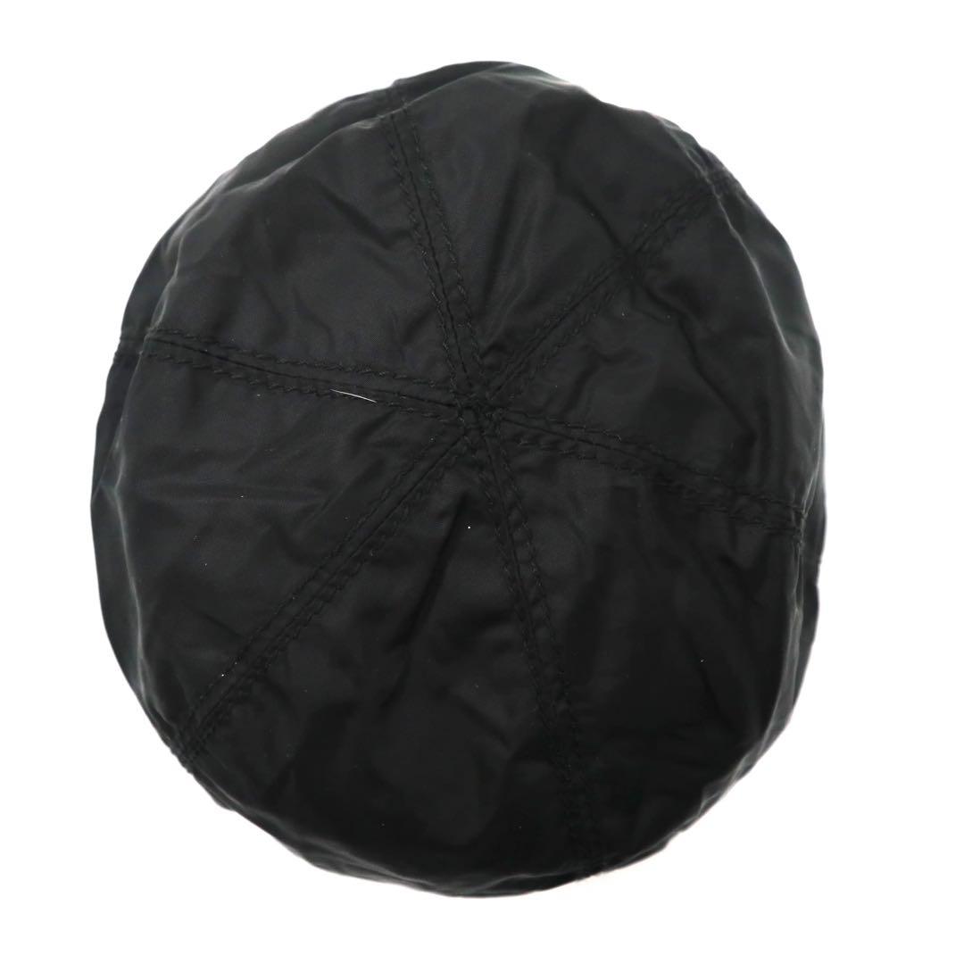 PRADA Bucket Hat S Black Nylon Logo Embroidery Leather Belt Made in Italy