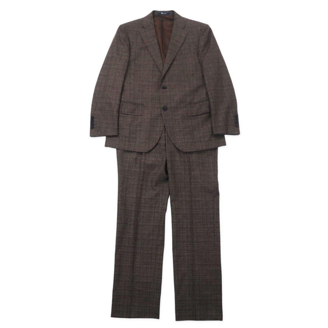 Aquascutum 2B Suit Setup 94AB4 Brown Check Wool Made in Japan