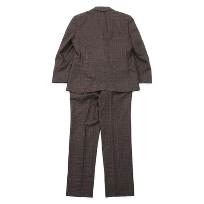 Aquascutum 2B スーツ セットアップ 94AB4 ブラウン チェック ウール 日本製