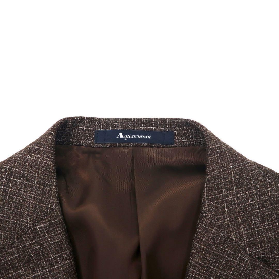 Aquascutum 2B スーツ セットアップ 94AB4 ブラウン チェック ウール 日本製