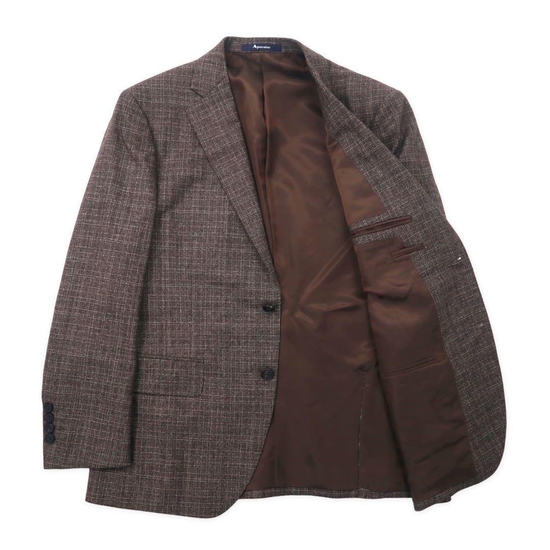 Aquascutum 2B スーツ セットアップ 94AB4 ブラウン チェック ウール 日本製