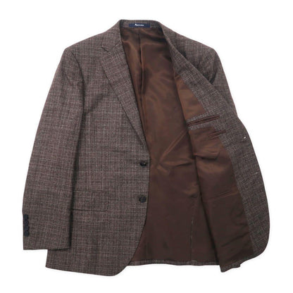 Aquascutum 2B スーツ セットアップ 94AB4 ブラウン チェック ウール 日本製