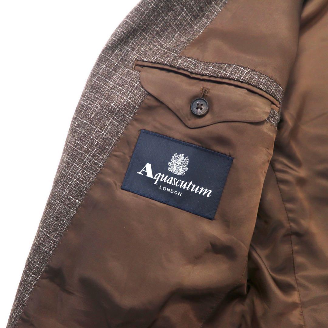 Aquascutum 2B スーツ セットアップ 94AB4 ブラウン チェック ウール 日本製