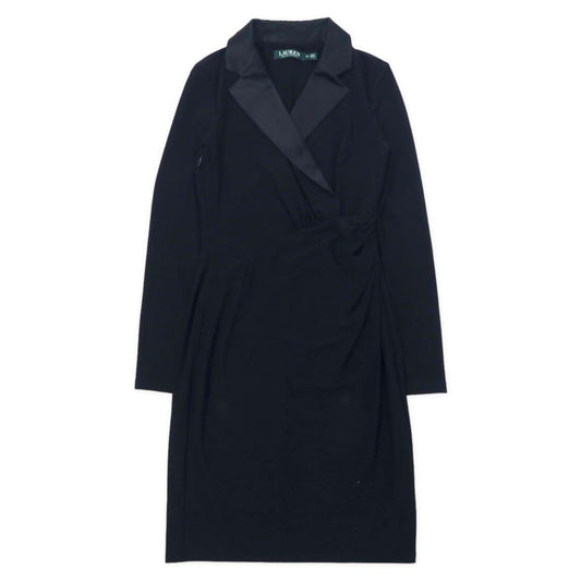 LAUREN RALPH LAUREN Cachecoeur One Piece Dress 2P Black Polyester Silk Stretch