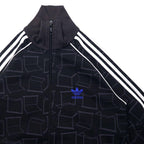 adidas originals 00's Track Jacket Jersey M Black Polyester USA Patch All Over Pattern 3 Stripes Trefoil Logo Embroidery