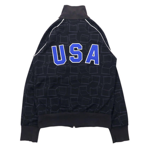 adidas originals 00's Track Jacket Jersey M Black Polyester USA Patch All Over Pattern 3 Stripes Trefoil Logo Embroidery