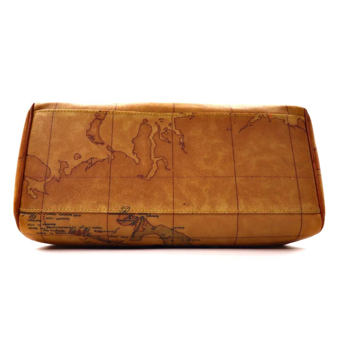 PRIMA CLASSE Mini Boston Bag Map Pattern Brown PVC