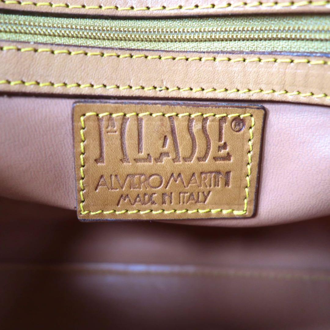 PRIMA CLASSE Mini Boston Bag Map Pattern Brown PVC