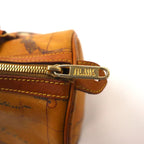 PRIMA CLASSE Mini Boston Bag Map Pattern Brown PVC