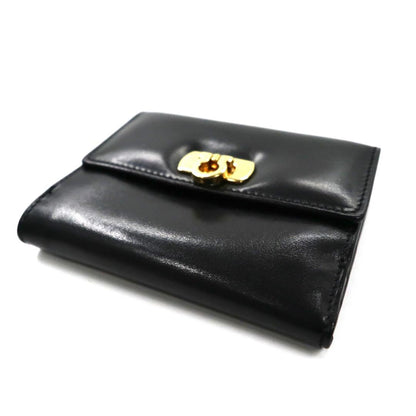 Salvatore Ferragamo Trifold Wallet Black Leather Gancini Hardware 224059 Made in Italy