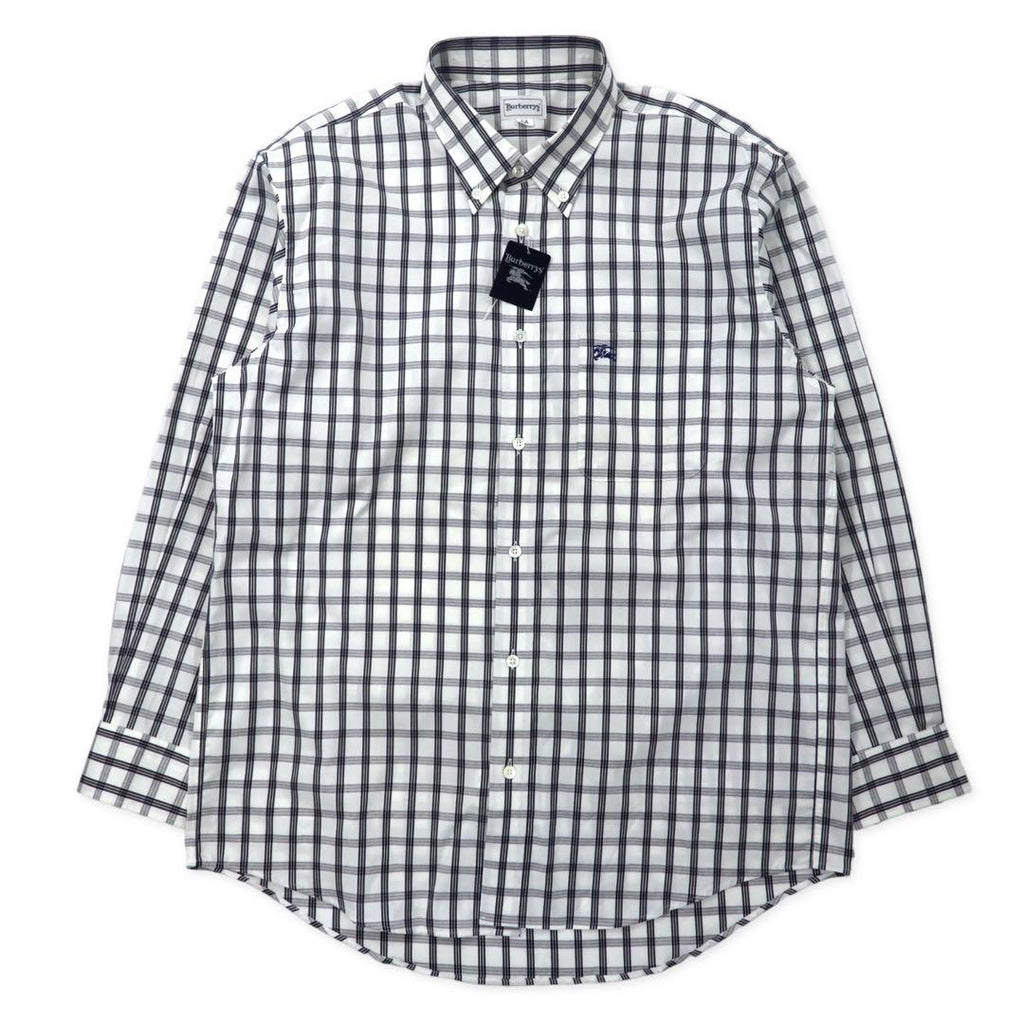 Burberrys Nova Check Button Down Shirt LA White Cotton One Point Logo Embroidery Made in Japan Unused Item