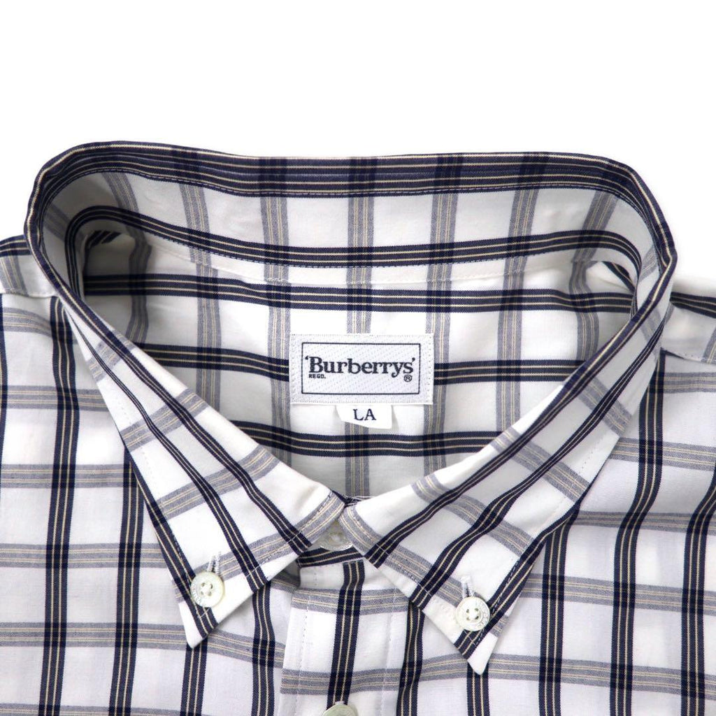 Burberrys Nova Check Button Down Shirt LA White Cotton One Point Logo Embroidery Made in Japan Unused Item