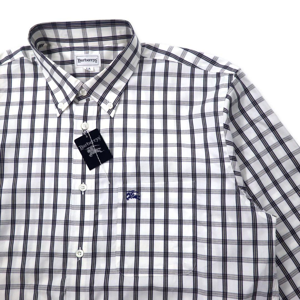 Burberrys Nova Check Button Down Shirt LA White Cotton One Point Logo Embroidery Made in Japan Unused Item