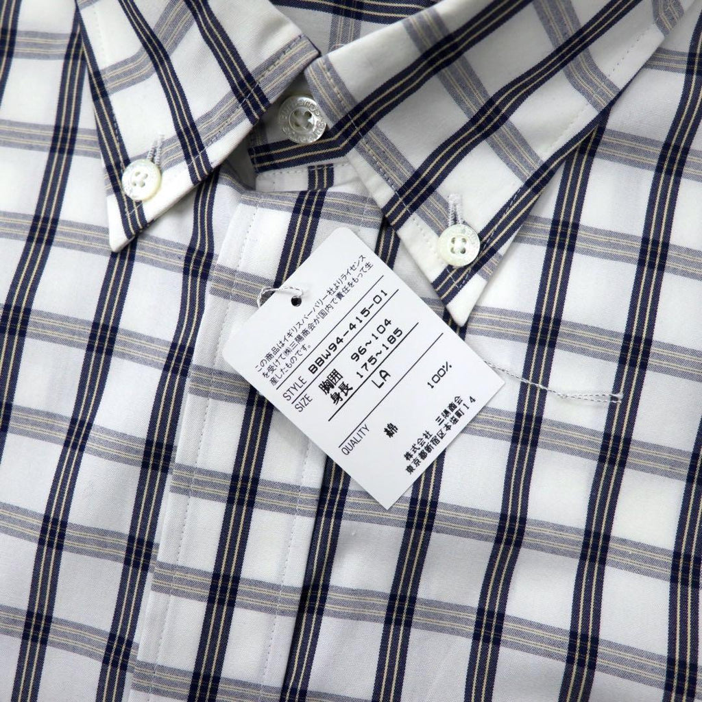 Burberrys Nova Check Button Down Shirt LA White Cotton One Point Logo Embroidery Made in Japan Unused Item