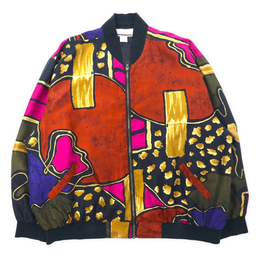 Diana MARCO 80年代 総柄 シルクブルゾン 20 マルチカラー 幾何学 クレイジーパターン ビッグサイズ