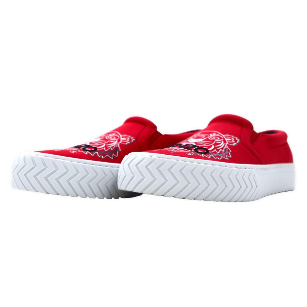 KENZO スリッポン スニーカー 22.5cm レッド ネオプレーン タイガーヘッド K-SKATE SLIP-ON SNEAKER T ポルトガル製 未使用品