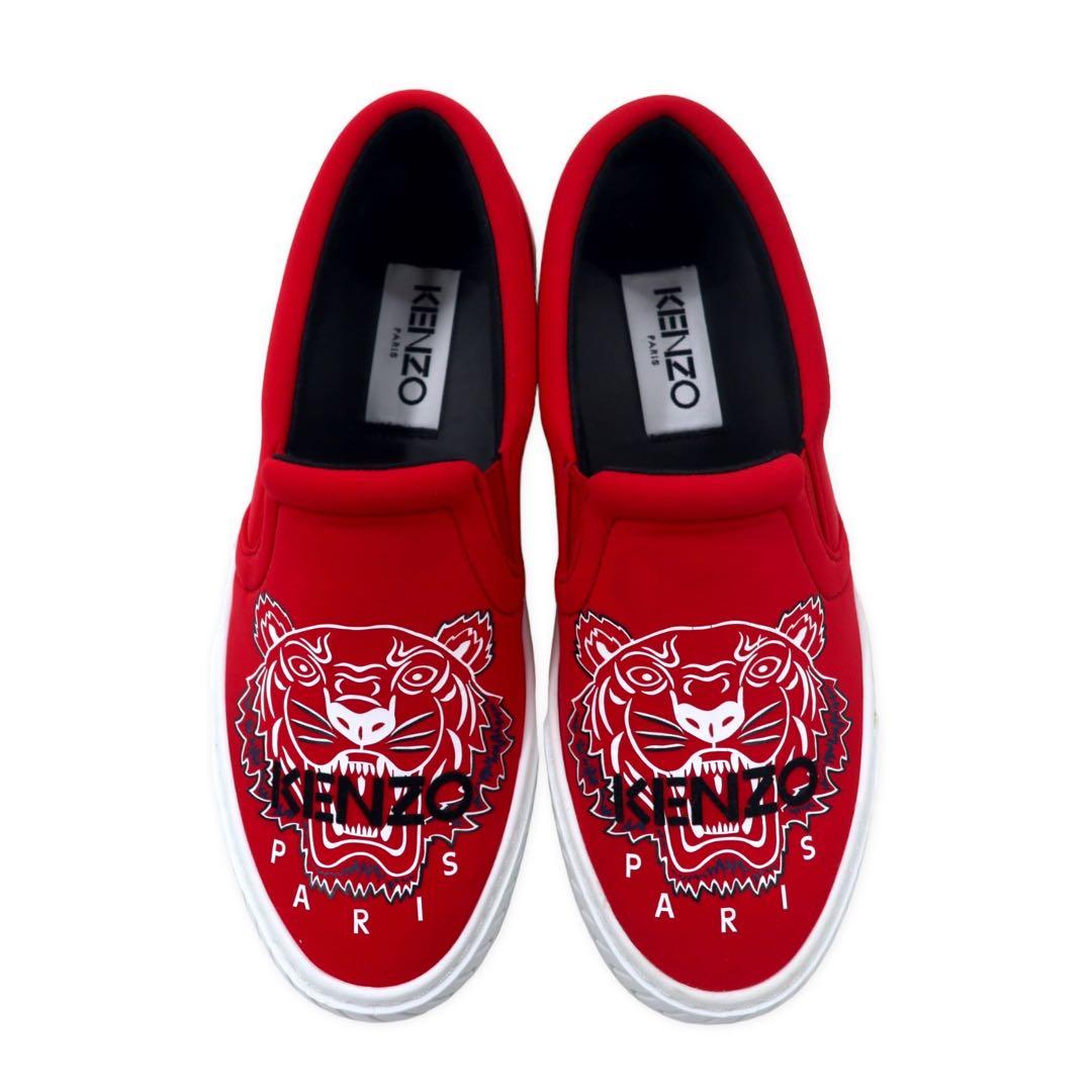 KENZO スリッポン スニーカー 22.5cm レッド ネオプレーン タイガーヘッド K-SKATE SLIP-ON SNEAKER T ポルトガル製 未使用品