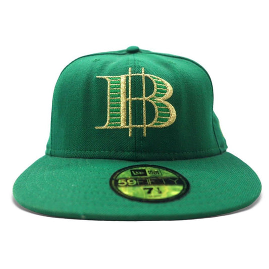 BAPE BY A BATHING APE × NEW ERA USA製 ベースボールキャップ 59.6cm グリーン ウール ロゴ刺繍 BAPESTA