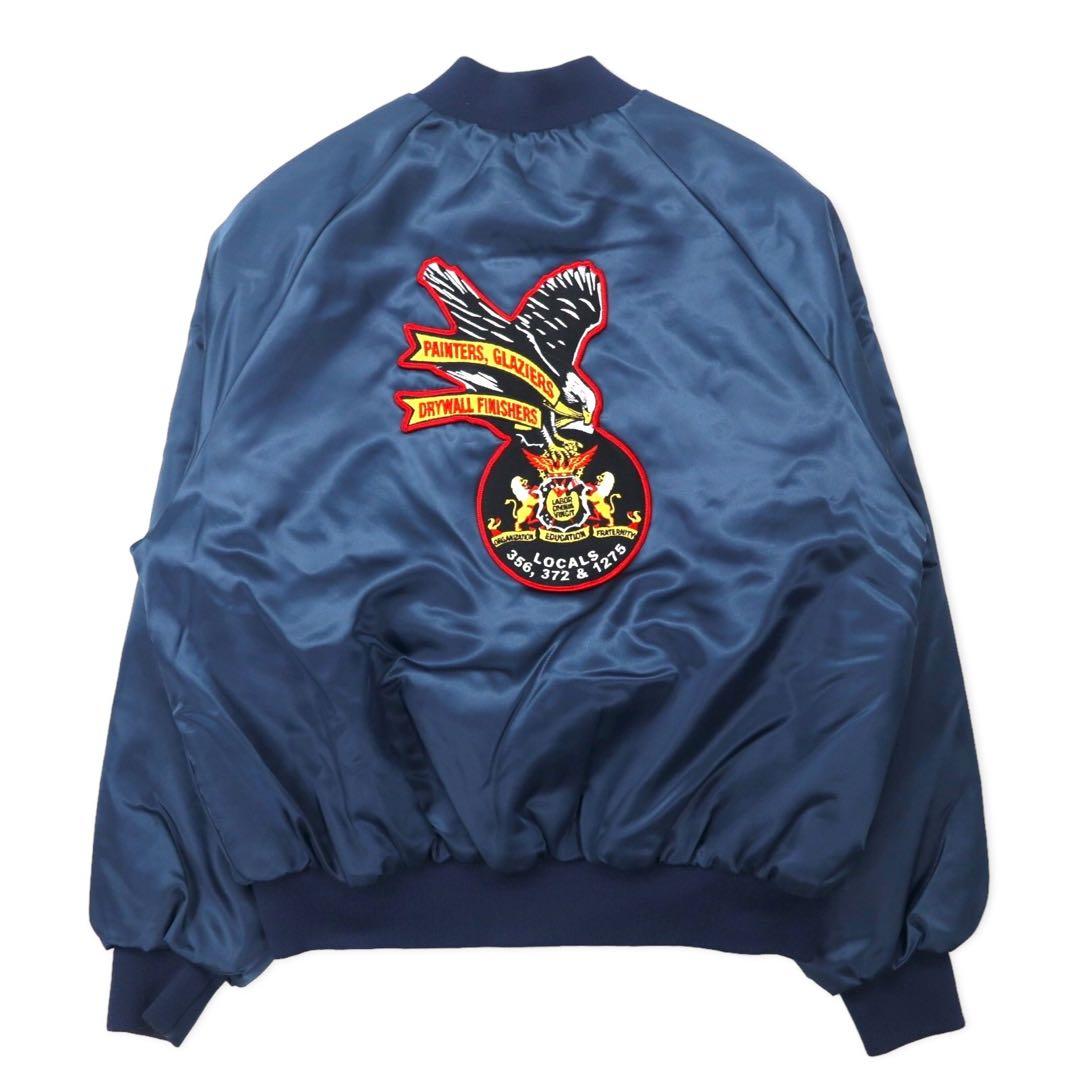King Louie USA 90's Stadium Jumper M Navy Nylon Quilted Liner Back Patch