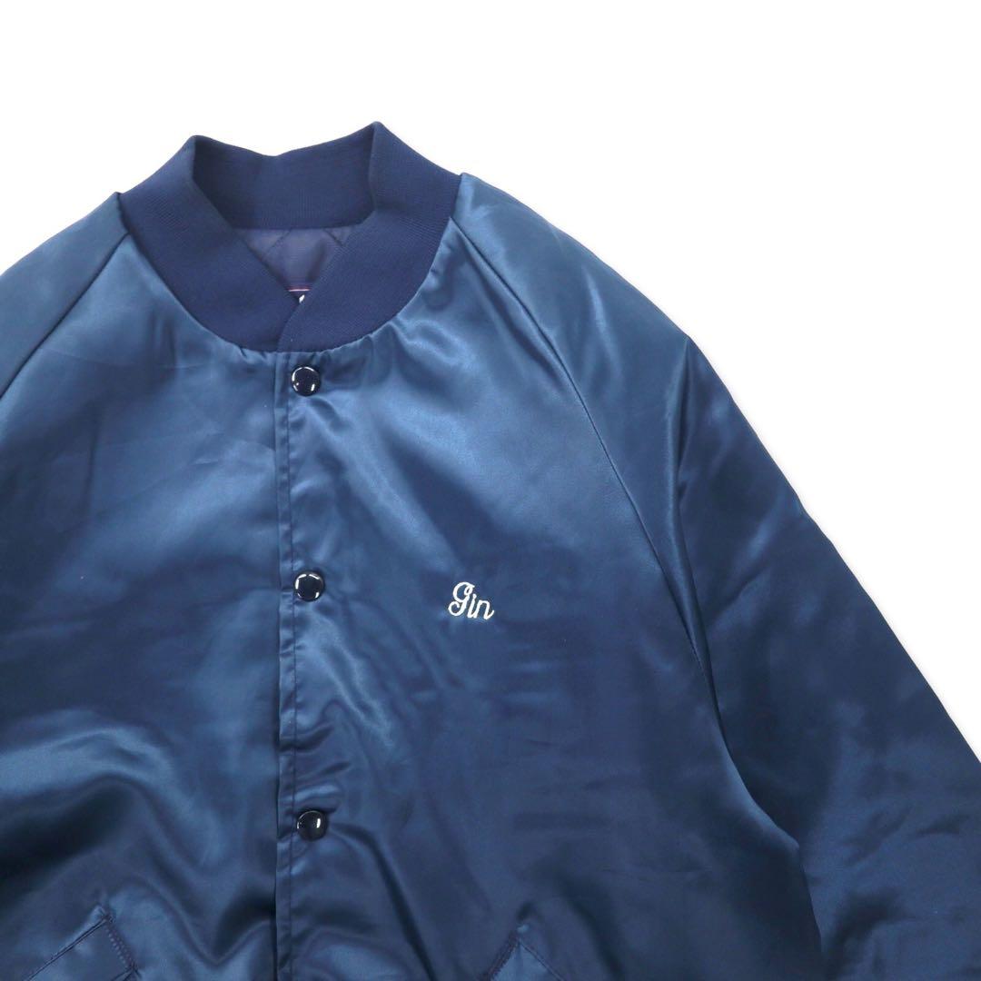 King Louie USA 90's Stadium Jumper M Navy Nylon Quilted Liner Back Patch