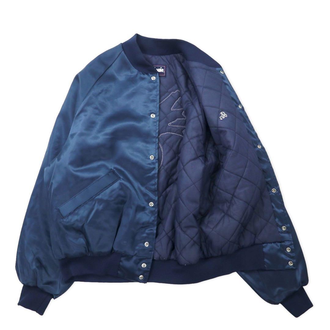 King Louie USA 90's Stadium Jumper M Navy Nylon Quilted Liner Back Patch