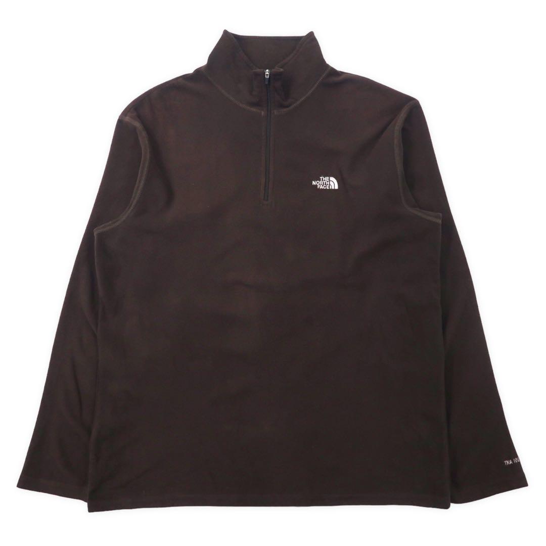 THE NORTH FACE Half Zip Fleece Jacket L Brown Polyester One Point Logo Embroidery
