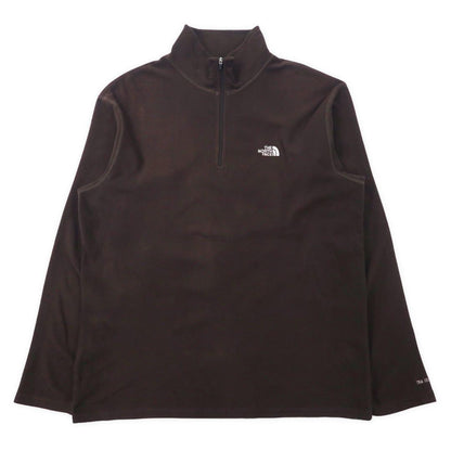 THE NORTH FACE Half Zip Fleece Jacket L Brown Polyester One Point Logo Embroidery