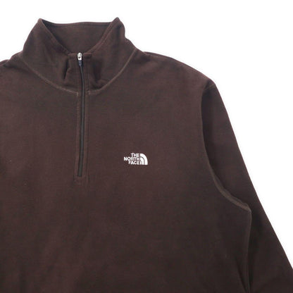 THE NORTH FACE Half Zip Fleece Jacket L Brown Polyester One Point Logo Embroidery